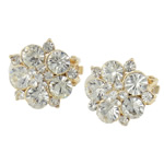 Zinc Alloy Drop Earrings Flower gold color plated with Czech rhinestone nickel lead & cadmium free Sold By Bag