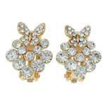 Zinc Alloy Drop Earrings Butterfly gold color plated with Czech rhinestone nickel lead & cadmium free Sold By Bag