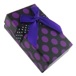 Cardboard Jewelry Set Box, with Satin Ribbon, Rectangle, with round spot pattern, purple, 50x79x26mm, 72PCs/Bag, Sold By Bag