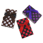 Cardboard Jewelry Set Box, with Satin Ribbon, Rectangle, with round spot pattern, mixed colors, 50x79x26mm, 72PCs/Bag, Sold By Bag