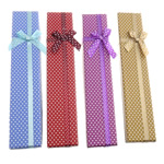 Cardboard Necklace Box with Satin Ribbon Rectangle with round spot pattern mixed colors Sold By Bag