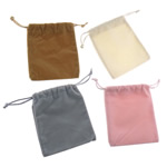Velveteen Bag, Rectangle, mixed colors, 95x105x2mm, 200PCs/Bag, Sold By Bag