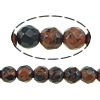 Natural Mahogany Obsidian Beads, Round, faceted, 4-4.5mm, Hole:Approx 0.5mm, Length:Approx 15 Inch, 5Strands/Lot, Approx 93PCs/Strand, Sold By Lot