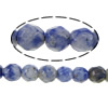 Blauer Tupfen Stein Perlen, blauer Punkt, rund, facettierte, 4-4.5mm, Bohrung:ca. 0.5mm, Länge:ca. 15 ZollInch, 5SträngeStrang/Menge, ca. 96PCs/Strang, verkauft von Menge