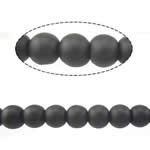 Natürliche schwarze Achat Perlen, Schwarzer Achat, rund, verschiedene Größen vorhanden & satiniert, Bohrung:ca. 1-1.2mm, Länge:ca. 15.5 ZollInch, verkauft von Menge