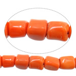 Natürliche Korallen Perlen, Klumpen, dunkle Orange, 10-13x10-13mm, Bohrung:ca. 1.5mm, Länge:ca. 16.5 ZollInch, 10SträngeStrang/Menge, ca. 36PCs/Strang, verkauft von Menge