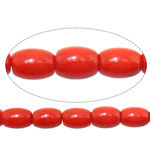 Perles en corail naturel, ovale, rouge, 5x9mm, Trou:Environ 1mm, Longueur Environ 16 pouce, 10Strandstoron/lot, Environ 90PC/brin, Vendu par lot