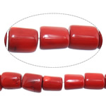 Natural Coral Beads, Tube, red, 9-12x10-15mm, Hole:Approx 1.5mm, Length:Approx 17 Inch, 10Strands/Lot, Approx 36PCs/Strand, Sold By Lot
