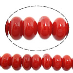Natural Coral Beads, Rondelle, red, 6x4mm, Hole:Approx 1mm, Length:Approx 17 Inch, 10Strands/Lot, Approx 108PCs/Strand, Sold By Lot