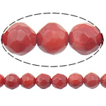Natural Coral Beads, Round, faceted, red, 8mm, Hole:Approx 0.5mm, Length:Approx 16 Inch, 10Strands/Lot, Approx 50PCs/Strand, Sold By Lot