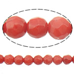 Natürliche Korallen Perlen, rund, facettierte, rot, 3mm, Bohrung:ca. 0.5mm, Länge ca. 15.5 ZollInch, 10SträngeStrang/Menge, ca. 131PCs/Strang, verkauft von Menge