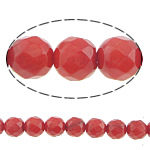 Natural Coral Beads, Round, faceted, red, 6mm, Hole:Approx 0.5mm, Length:Approx 16 Inch, 10Strands/Lot, Approx 69PCs/Strand, Sold By Lot