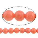 Natürliche Korallen Perlen, rund, rote Orange, Grade A, 7mm, Bohrung:ca. 0.5mm, Länge:ca. 16 ZollInch, 10SträngeStrang/Menge, ca. 56PCs/Strang, verkauft von Menge