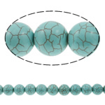 Perles turquoises, turquoise synthétique, Rond, bleu, 14mm, Trou:Environ 0.5mm, Environ 31PC/brin, Vendu par Environ 15 pouce brin
