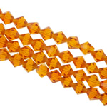 Bicone Crystal Beads, faceted, Topaz, 8x8mm, Hole:Approx 1.5mm, Length:12.5 Inch, 10Strands/Bag, Sold By Bag