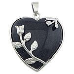 Blue Goldstone with Brass Heart platinum color plated Approx Sold By Lot