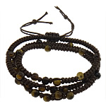 Tiger Eye Woven Ball Bracelets with Nylon Cord  brown nickel lead & cadmium free 5mm 6mm Length 22-26 Inch Sold By Lot