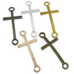 Cross Tibetan Style Connector, plated, 1/1 loop, mixed colors, nickel, lead & cadmium free, 17.20x39.20x1.80mm, Hole:Approx 3mm, 200PCs/Bag, Sold By Bag
