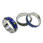 Enamel Mood Finger Ring, cobre, cromado de cor platina, esmalte sensor & com strass & misto, níquel, chumbo e cádmio livre, 6mm, Diametro interno:Aprox 17mm, tamanho:6.5, 100PCs/Bag, vendido por Bag