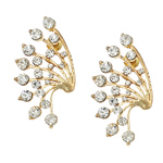 Zinc Alloy Stud Earring brass post pin Fan gold color plated with rhinestone nickel lead & cadmium free Sold By Bag