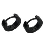 Stainless Steel Huggie Hoop Earring, 316 Stainless Steel, black ionic, 4mm, 3Pairs/Lot, Sold By Lot