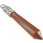 Natural Goldstone Pendants, with Brass, pendulum, platinum color plated, 10x66x11mm, Hole:Approx 5.5mm, 20PCs/Lot, Sold By Lot