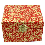 Κοσμήματα Gift Box, Ξύλο, με Χαρτί & Σίδερο, Ορθογώνιο παραλληλόγραμμο, χρώμα επίχρυσο, χρυσό προφορά, 115x90x80mm, 10PCs/Παρτίδα, Sold Με Παρτίδα