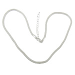 Messing Chain halskæde, messing karabinlås, med 2 inch extender kæde, platin farve forgyldt, mesh kæde, nikkel, bly & cadmium fri, 3mm, 12x6mm, Længde 17 inch, 30pc'er/Lot, Solgt af Lot