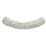 Brass Tube Beads, with Rhinestone Clay Pave, with rhinestone, white, nickel, lead & cadmium free, 48x10mm, Hole:Approx 4mm, 30PCs/Bag, Sold By Bag