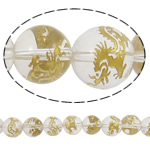 Natürlicher Quarz Perlen Schmuck, rund, Vergoldung, 12mm, Bohrung:ca. 2mm, Länge:ca. 15 ZollInch, 5SträngeStrang/Menge, verkauft von Menge