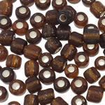 Silver Lined Glass Seed Beads, Round, silver-lined, coffee color, 3x3.6mm, Hole:Approx 1.5mm, Approx 5000PCs/Bag, Sold By Bag