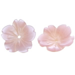 Natural Pink Shell Beads, Flower, Carved, 10x10x3mm, Hole:Approx 0.5mm, 50PCs/Bag, Sold By Bag
