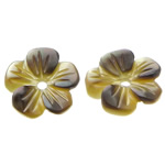 Black Shell Beads, Flower, Carved, 8x8x2mm, Hole:Approx 0.8mm, 50PCs/Bag, Sold By Bag