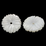 Perles en coquillage blanc naturel, coquille blanche, fleur, gravé, 10.50x2mm, Trou:Environ 0.8mm, 50PC/sac, Vendu par sac