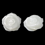 Natural White Shell Beads, Flower, Carved, half-drilled, nickel, lead & cadmium free, 12x12x4.50mm, Hole:Approx 1mm, 50PCs/Bag, Sold By Bag