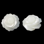 Perles en coquillage blanc naturel, coquille blanche, fleur, gravé, semi-foré, protéger l'environnement, sans nickel, plomb et cadmium, 10x10x4.50mm, Trou:Environ 0.8mm, 50PC/sac, Vendu par sac