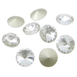 Cabochões de cristal, Roda plana, Rivoli volta & facetada, transparente branco, 12x12x6mm, 288PCs/Bag, vendido por Bag