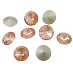 Cabochons en cristal, Plat rond, dos de Rivoli & facettes, quartz rose lumineux, 12x12x6mm, 288PC/sac, Vendu par sac