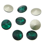 Crystal Cabochons, Flat Round, rivoli back & faceted, Emerald, 12x12x6mm, 288PCs/Bag, Sold By Bag
