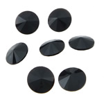 Crystal Cabochons, Flat Round, rivoli back & faceted, Jet, 12x12x6mm, 288PCs/Bag, Sold By Bag