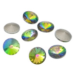 Cabochons en cristal, Plat rond, plaqué de couleurs & dos de Rivoli & facettes, cristal, 12x12x6mm, 288PC/sac, Vendu par sac