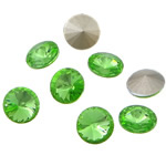 Cabochons en cristal, Plat rond, dos de Rivoli & facettes, vert fougère, 12x12x6mm, 288PC/sac, Vendu par sac