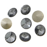 Cabochons en cristal, Plat rond, dos de Rivoli & facettes, cristal transparent gris, 12x12x6mm, 288PC/sac, Vendu par sac