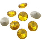 Cabochon di cristallo, Cerchio piatto, estremità & sfaccettati, giallo sole, 12x12x6mm, 288PC/borsa, Venduto da borsa