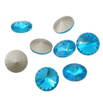 Crystal Cabochons Flat Round rivoli back & faceted Aquamarine Sold By Bag