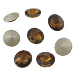 Crystal Cabochons, Flat Round, rivoli back & faceted, Smoked Topaz, 10x10x6mm, 288PCs/Bag, Sold By Bag