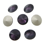 Crystal Cabochons, Flat Round, rivoli back & faceted, Amethyst, 14x14x6mm, 144PCs/Bag, Sold By Bag