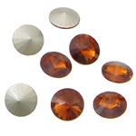 Crystal Cabochons, Flat Round, rivoli back & faceted, Smoked Topaz, 16x16x6mm, 144PCs/Bag, Sold By Bag