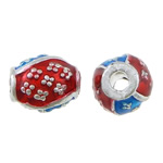 Brass Jewelry Beads, Drum, silver color plated, enamel & two tone, nickel, lead & cadmium free, 9.50x8mm, Hole:Approx 2.5mm, 250PCs/Lot, Sold By Lot