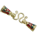 Brass Hook and Eye Clasp gold color plated enamel & two tone nickel lead & cadmium free 33mm Approx 4mm 2mm Sold By Lot